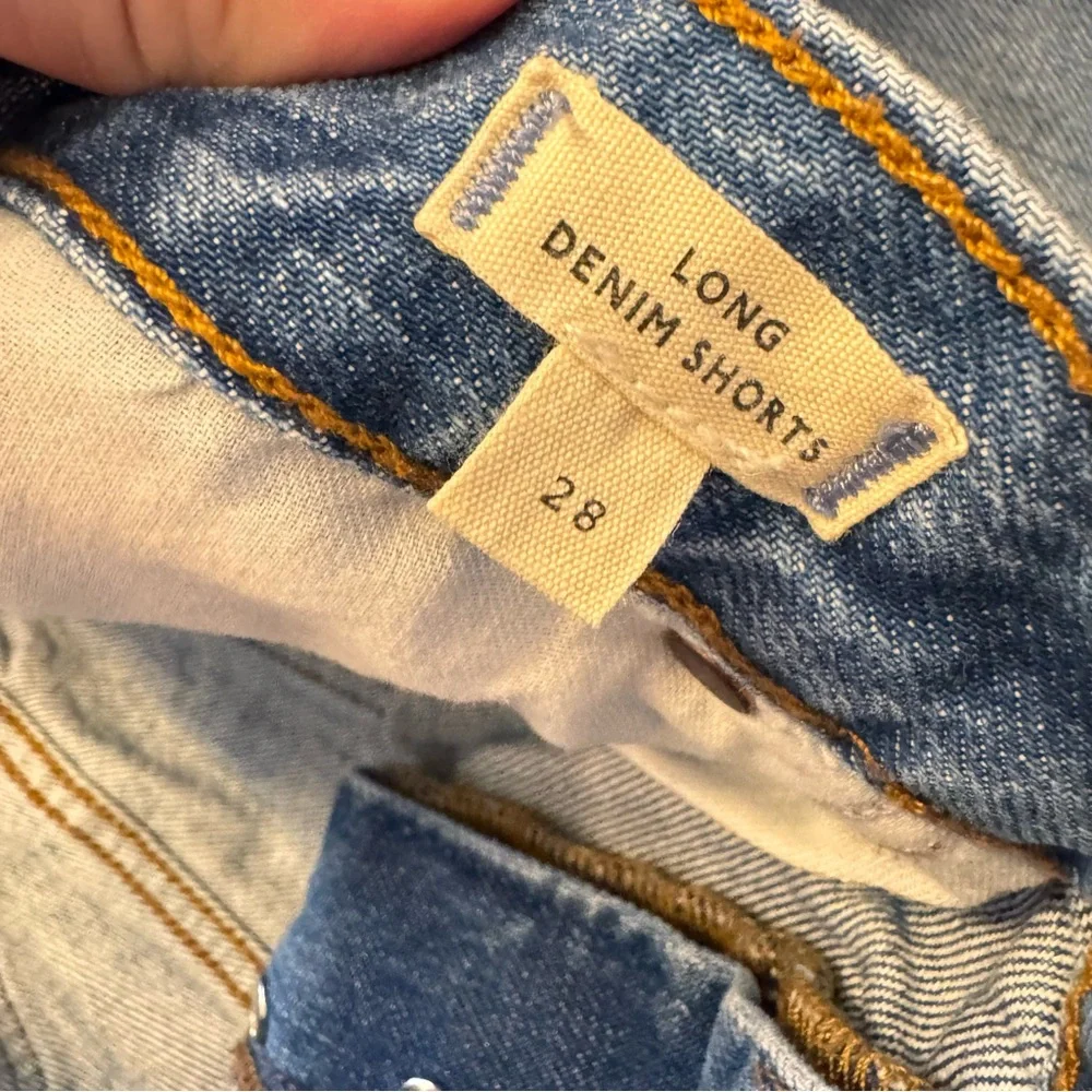 MADEWELL High-Rise Long Denim Shorts in‎ Brightwater Wash